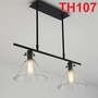 Đèn thả khung treo 2 bóng thân đen chao đen đui E27x2(chưa bóng)_TH107 Kích thước: 750x720mm