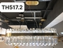 Đèn thả hình chữ nhật inox mạ đồng + pha lê TH517, có 78 thanh pha lê ( 39 thanh L100mm + 39 thanh L120mm), 3 chế độ sáng dimmer, có ĐKTX, nguồn (40-60)*2, KT(mm): L800