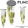 Đèn chùm pha lê thả thông minh PL042 trứng, Inox gương tròn trắng, 126 trứng vàng, 10 COB, KT(mm): D800xH2100