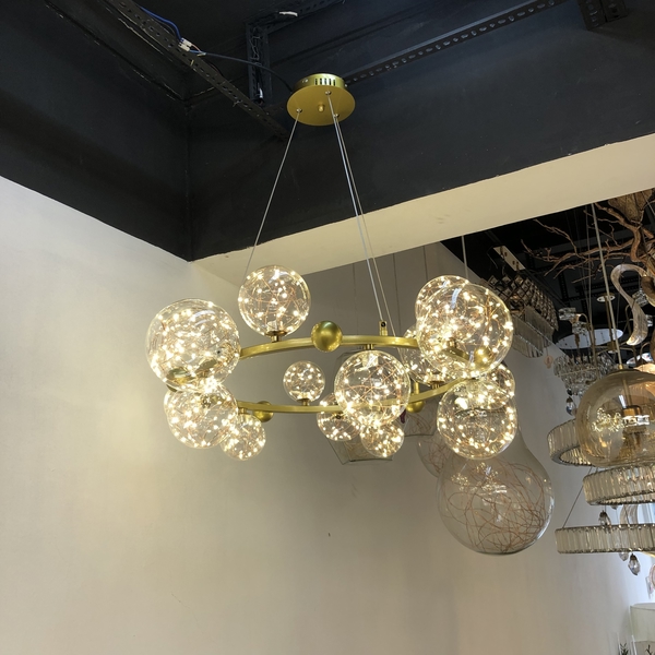 Bộ đèn TH481, 15 bóng led dây thần kinh ( D150/D120/D100), tích hợp led, ánh sáng vàng, KT (mm): D800xH315