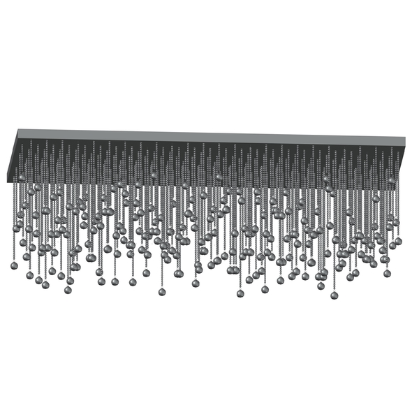 Đèn chùm pha lê Ai Cập PL056, mâm hình chữ nhật inox 304 gương trắng 8k, KT(mm): L2000 x W800 x H600