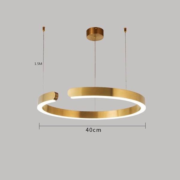 Đèn thả vòng tròn Ring khuyết mạ đồng, tích hợp led dimmer 3 màu, đế D150mm, mã TH469.3, KT(mm): D400