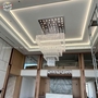 Đèn chùm pha lê thả thông minh PL070,C mắt COB dimmer có điều khiển xa, mâm vuông inox gương trắng, KT(mm):800x800x3000