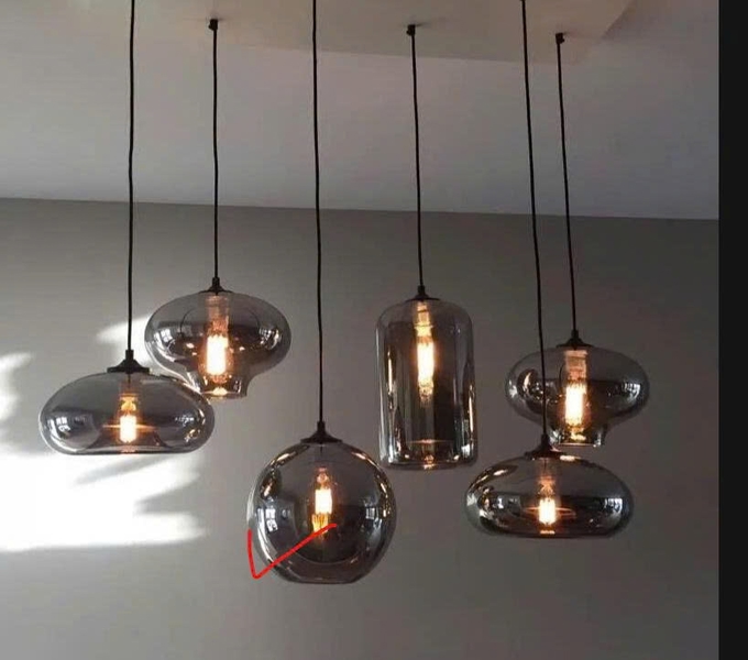 Bộ đèm thả 053TH, gồm 12 quả thả tự do, đã bao gồm bóng, mâm hình chữ nhật inox gương trắng, KT(mm): L1000 x W800 x H3000