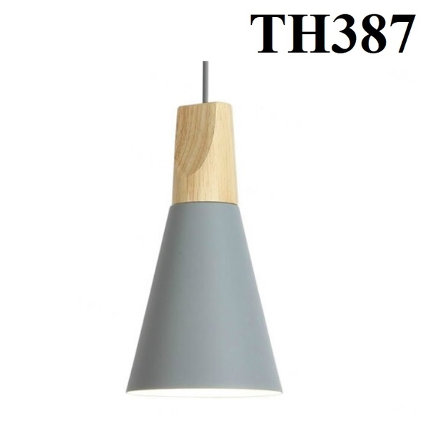 Thả đơn chao đui gỗ ghi, E27x01, mã TH387 B, KT (mm): D110x280