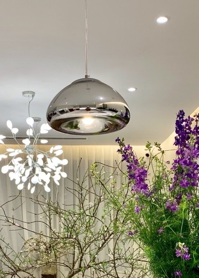 Đèn thả thủy tinh bạc TH047, E27 x 1, KT(mm): 300