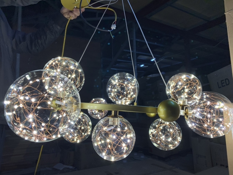 Bộ đèn TH481, 9 bóng led dây thần kinh ( D150/D120/D100), tích hợp led, ánh sáng vàng, KT (mm): D700xH300