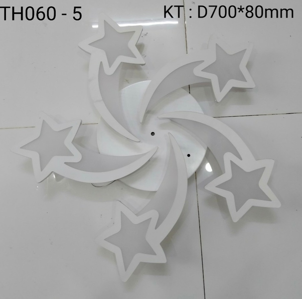 Đèn led mâm hình ngôi sao DM060_5 cánh trắng hình ngôi sao   , KT(mm) :