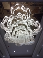 Đèn chùm pha lê PL075, mâm inox gương vàng, 1324 thanh pha lê lục giác D25xH50, có điều khiển xa, 77 mắt COB, KT(mm): 4000x3000x1300