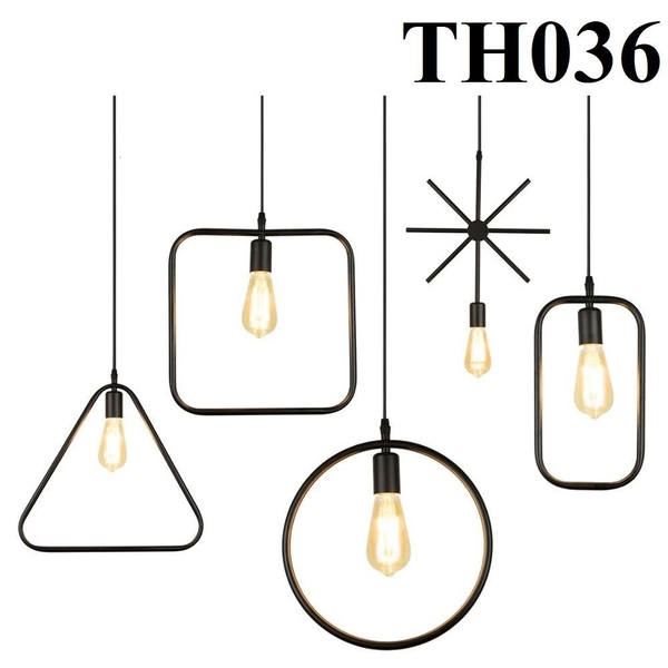 Đèn thả hình vuông thân đen (mã cũ TH190) đui E27x1(chưa bóng)_TH036 Kích thước: 320mm