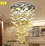 Đèn chùm pha lê thả thông minh PL030 gồm 59 lá phong chia 3 màu, mâm tròn inox gương trắng, 10 mắt COB dimmer có điều khiển xa, KT(mm): D700 x H1200