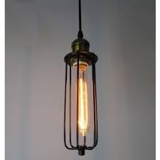 Đèn thả rọ sắt thân đen, đui đồng E27x1(chưa bóng)_TH003 Kích thước: 95x300mm