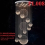 Đèn chùm pha lê thả thông minh PL008, Inox gương trắng, pha lê cầu xoắn ốc, KT(mm): D1000 x 2000, 348 hạt