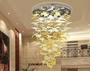 Bộ đèn chùm nghệ thuật PL030 gồm mâm inox gương trắng tròn, 17 mắt Cob 3 màu đk xa, 160 lá phong, KT(mm):1200*3000