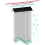 Bộ đèn chùm lá xoài xoắn PL025.1, gồm 100 lá xoài pha lê xanh lá pha trắng 200 x 55, dây bâm hạt pha lê, 18 mắt led COB 3 màu dimmer, điều khiển xa cao cấp, mâm inox gương trắng hình chữ nhật, KT(mm): 1700 x 800 x 4000