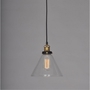 Đèn thả chao thủy tinh màu trắng trong, đui đồng TH044, đui nhôm mạ đồng KT(mm) :185 x 230 , E27 x 01