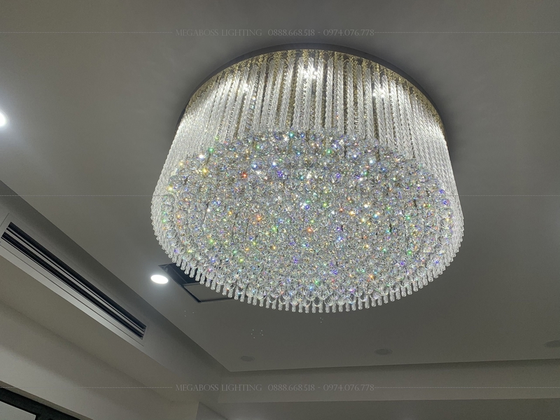 Đèn chùm phale PL024 trắng, KT (mm): D1200*H500, đèn led COB, có DIM, có điều khiển từ xa