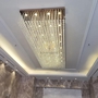 Đèn chùm pha lê thả thông minh PL061 móc vòng, inox gương trắng hình chữ nhật, có 459 hạt D40, KT(mm): 1600x1000x400