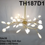 Đèn thả TH187D1_36 bóng , thân vàng , G4 x 36 , lá thủy tinh trắng 2 lòng