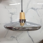 Đèn thả chao thủy tinh khói chuôi gỗ TH455 dáng A , KT(mm) : 330 x 80