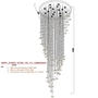 Đèn chùm pha lê thả thông minh PL064 gồm mâm tròn inox gương trắng 8K, 120 bướm pha lê, 17 đèn dimmer, KT(mm): D1000 x H3300