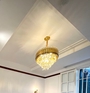Đèn thả thân vàng hình tròn TH406, E14*6, 4 tầng phale, 88 thanh phale, KT(mm): D450