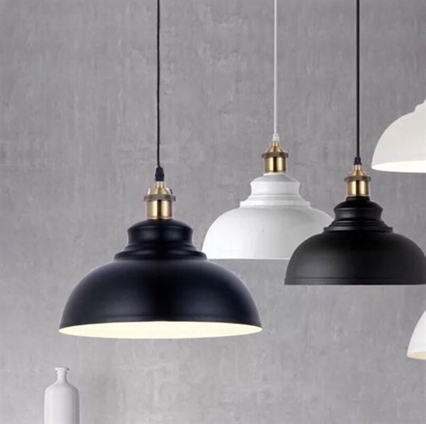 Thả đơn chao cổ bóp trắng, chụp nhôm mạ đồng, E27x01, mã TH199,3, KT (mm): D300