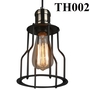 Đèn thả rọ sắt thân đen, chụp đui sắt mạ đồng, đui E27x1(chưa bóng)_TH002 Kích thước: 150x230mm