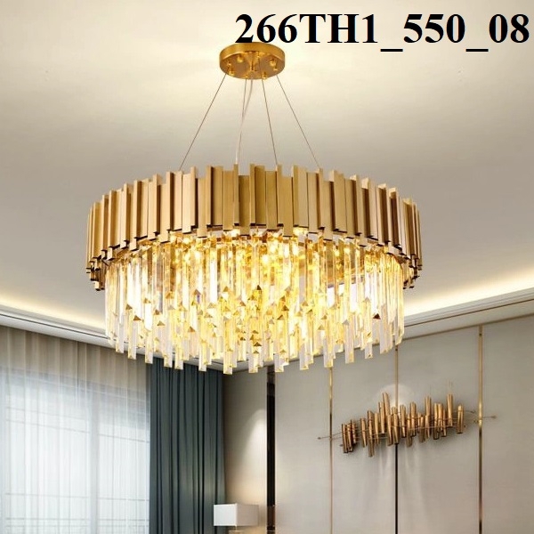 Đèn thả hiện đại Ansion hình tròn TH266, E14 x 08, KT(mm): D550 (Có 04 vòng pha lê K5)