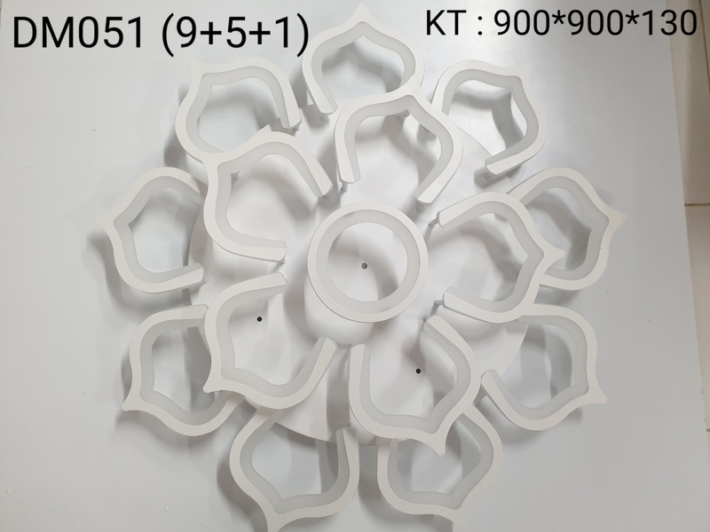 Đèn led mâm DM051/9+5+1 , 3 màu + ĐKTX , KT(mm) : 900x900x130