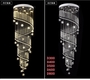 Đèn chùm pha lê thả thông minh PL043, Inox gương trắng tròn, 5 dây hoa sao, 03 mắt COB, KT(mm): D400 x H1200