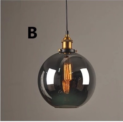 Đèn thả TH053.2 chao thủy tinh khói , đui đồng , E27 x 1 , KT(mm) : 250