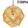 Đèn thả hình cầu nhiều cạnh, lỗ xuyên sáng thân vàng đồng đui E27x1(chưa bóng)_TH094 Kích thước: D320mm