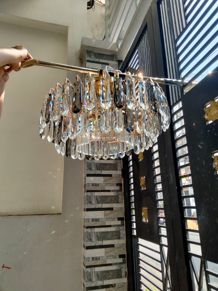 Đèn chùm thả viền pha lê TH520, E14 x 10, KT(mm): D750