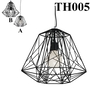 Đèn thả rọ sắt thân đen, đui E27x1(chưa bóng)_TH005 Kích thước: 300mm