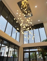 Bộ đèm chùm bocci TH177.1, gồm 70 quả thả tự do, mâm hình chữ nhật inox gương trắng , bóng led 3W ánh sáng vàng, KT(mm): 1600 x 600 x 4000